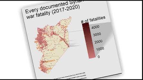 Syrian war fatalities (2017-2020) in 3D with rayshader & ggplot