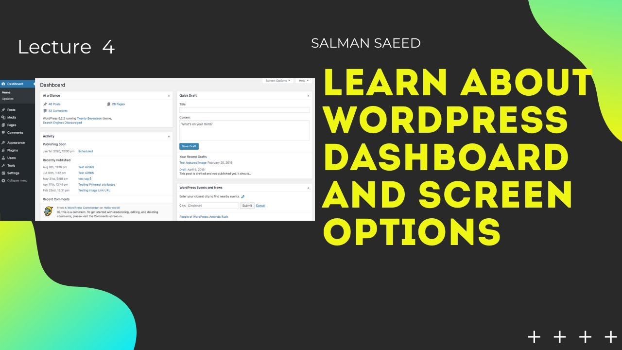 Learn about Wordpress Dashboard and Screen Options in Urdu & Hindi ...