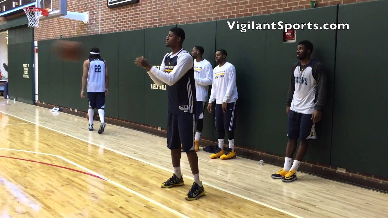 Paul George gets shots up after practice