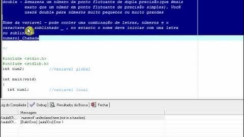 Curso de programação em C/C++ - Aula03 (Variavel I: o que é, declarar, valor, local)