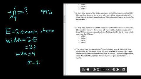 #20. Find the Sample Size needed to Estimate a Population Mean using Z Statistics and StatCrunch