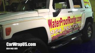 Hummer H3, 3M Vinyl Wrap Water Proof Roofer Fort Lauderdale Hummerh3 Vinyl Wrapping Midnight Sand Blue