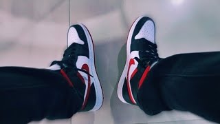 ANGAS NG AIR JORDAN 1 MID WHITE / GYM RED / BLACK  ON FEET