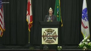 Dozens gather for fallen Okanogan Co. firefighter's memorial service