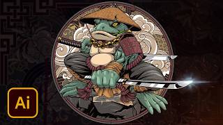 Samurai Toad. Creating A Complex Vector Illustration. Adobe Illustrator Process.