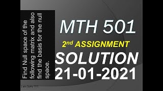 MTH 501 ASSIGNMENT NO.2 SOLUTION 2021