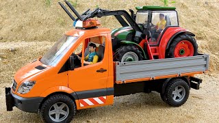 拖拉機起重機和尋找快樂拖拉機的故事| 橋樑建設工程的施工車輛集合| 汽車類型 - 兒童汽車玩具指南 | BIBO 和玩具