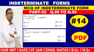 #14 mcq of limits in hindi | mcq of indeterminate forms in Hindi  part-2 Q.26 to Q.50