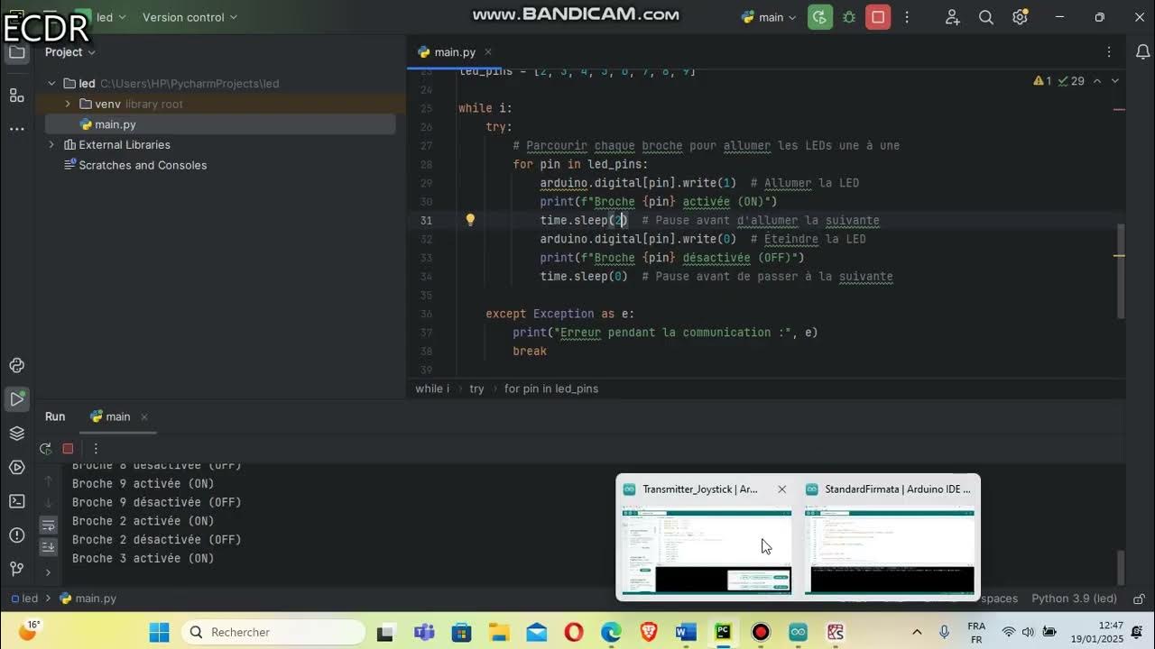 Arduino programmation via pycharm pyfirmata - YouTube
