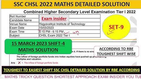 SSC CHSL 2022 Tier-1 math Detailed Solution |15 March 2023 shift4 chsl solution | chsl 2022 solution