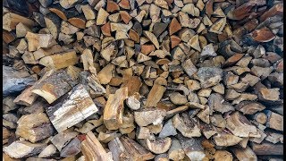 One Man Stacks Firewood to Heat Rural Home with Woodstove  (No Talking)