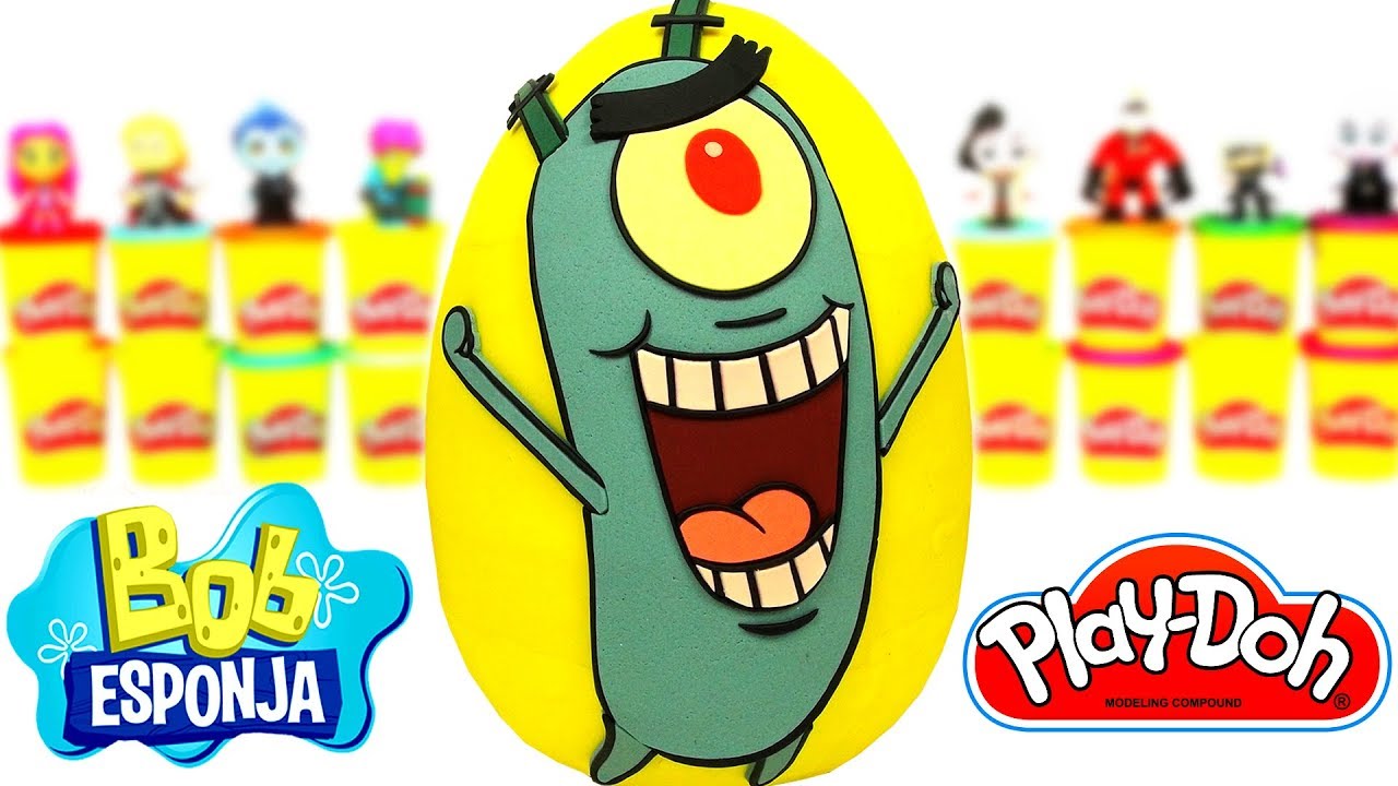 Huevo Sorpresa Gigante de Plankton de Bob Esponja en Español de Plastilina Play Doh