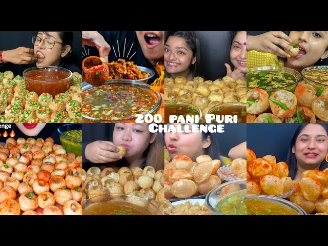 200  SPICY PANI PURI CHALLENGE AT 4X SPEED | BIG BITES | ASMR EATING SHOW 