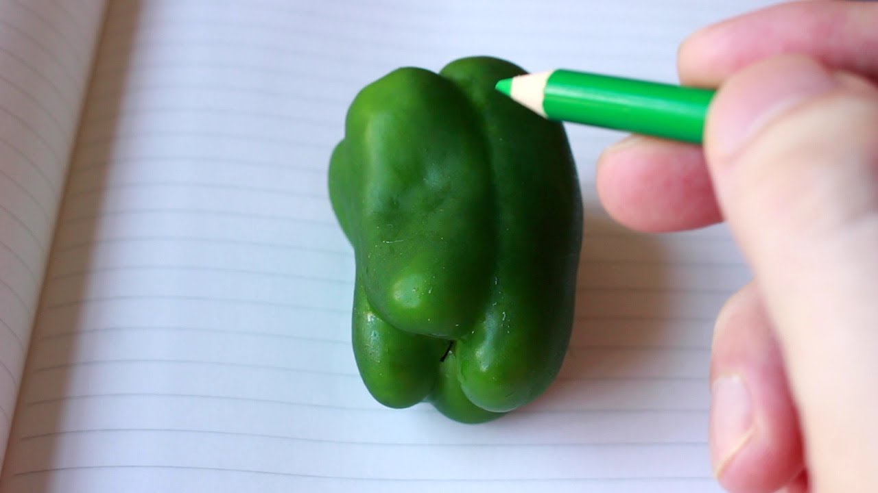 リアルなピーマンを色鉛筆で描くのに挑戦 Today Is Master Class How To Draw A Green Pepper Youtube