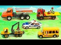 Полицейская машина Самосвал Автокран - видео распаковка Police car Tipper Truck crane. unboxing cars