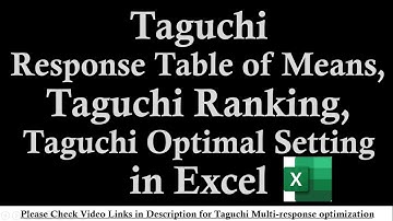 How to Generate Taguchi SN ratio response table of means | Taguchi Optimal Setting | Taguchi Ranking