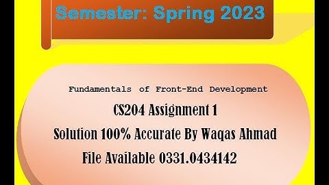 CS204 ASSIGNMENT 1 SOLUTION BY WAQAS 2023 100% CORRECT