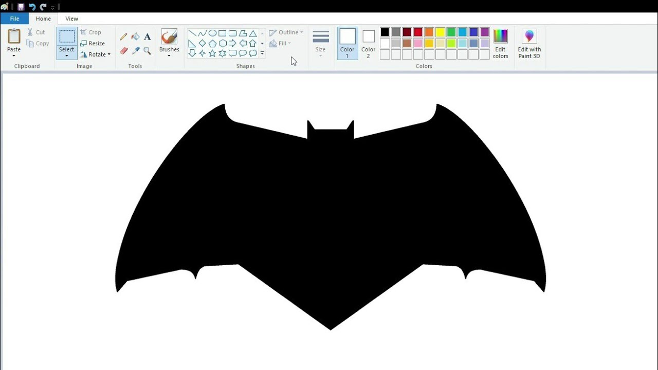 How to draw Batman logo ( DCEU ) using MS Paint - YouTube