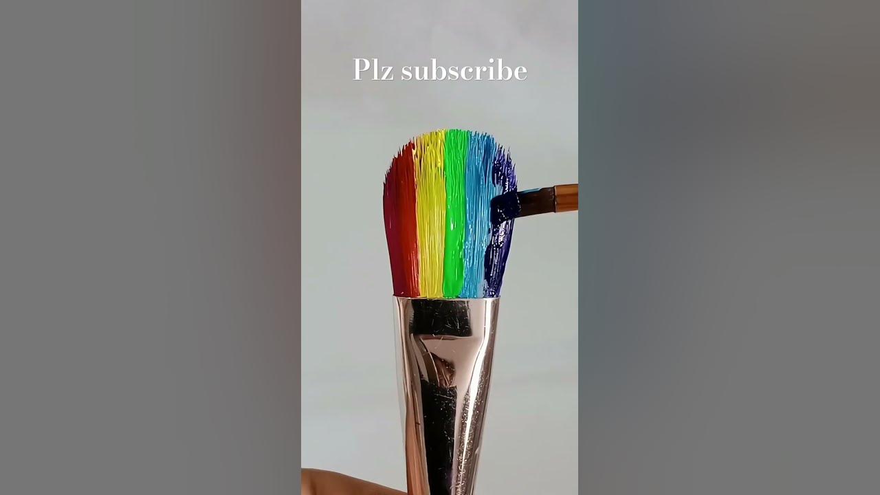 Painting a Rainbow PaintBrush #paint #painting #art #artwork #rainbow #draw #drawing #paintbrush