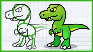 Как Легко Нарисовать #1. Динозавр. Тиранозавр. Каляка.
