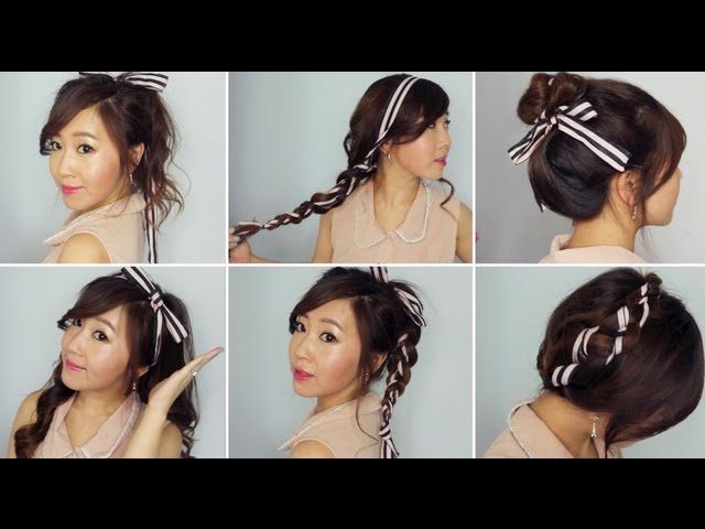High Twisted Bun with Ribbon Hairstyle - DIY & Crafts