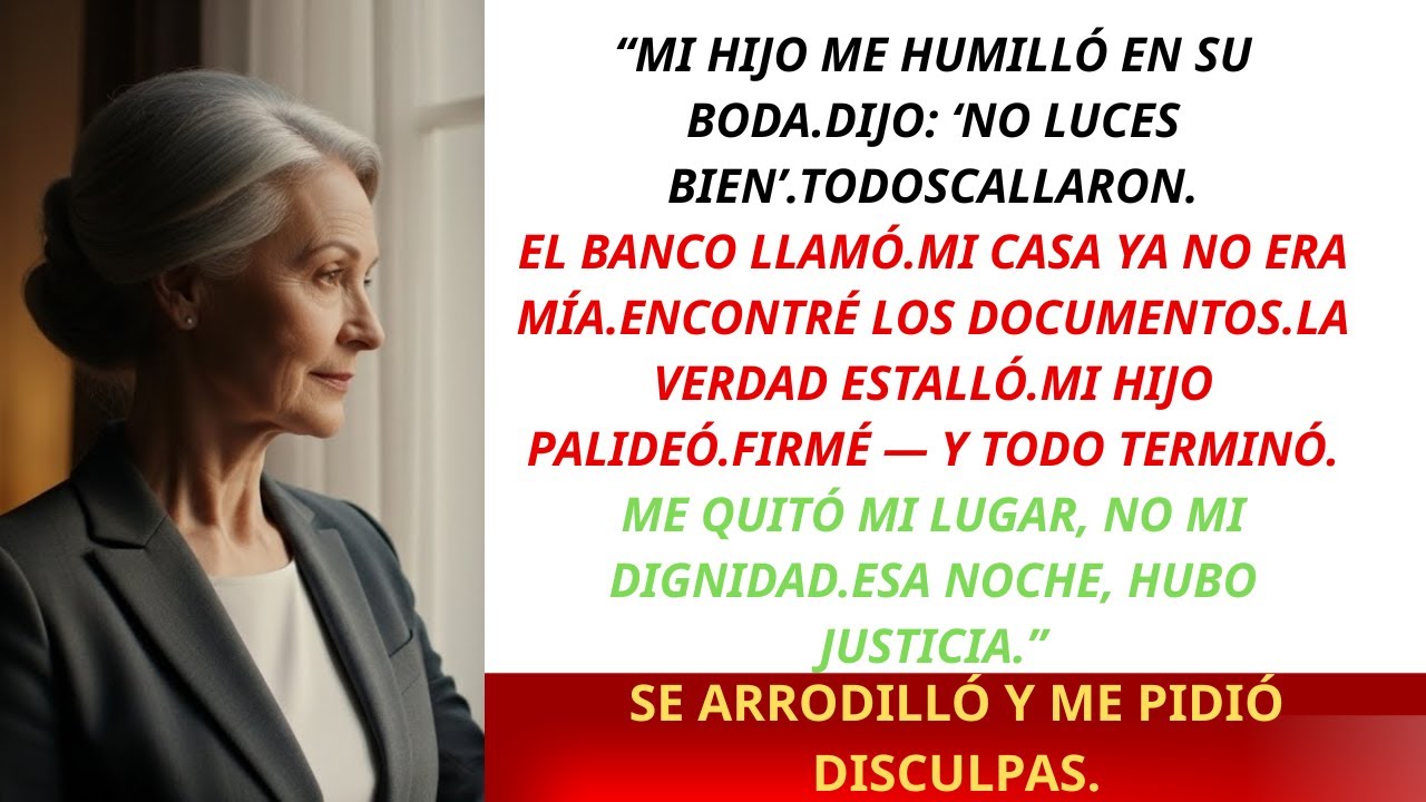 Mi hijo dijo en su boda:“Mamá,siéntate atrás,no luces bien”.Esa noche… | historias de drama familiar