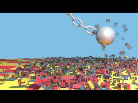 Blender physics simulation - wrecking ball and ice cubes