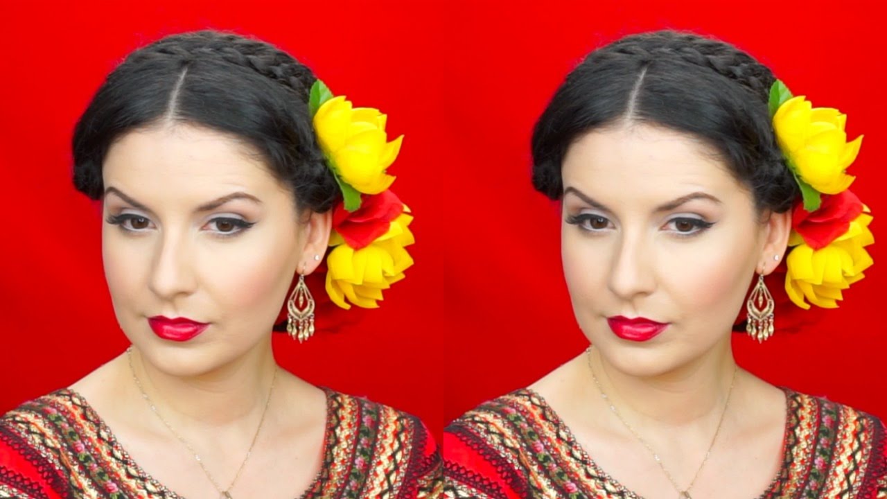 Tutorial Estilo Pinup Con Flores | Tutorial Pinup Retro For Long Hair With Flowers Nena Moreno - YouTube