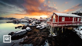 Typical Lofoten village Nusfjord - Red Rorbu