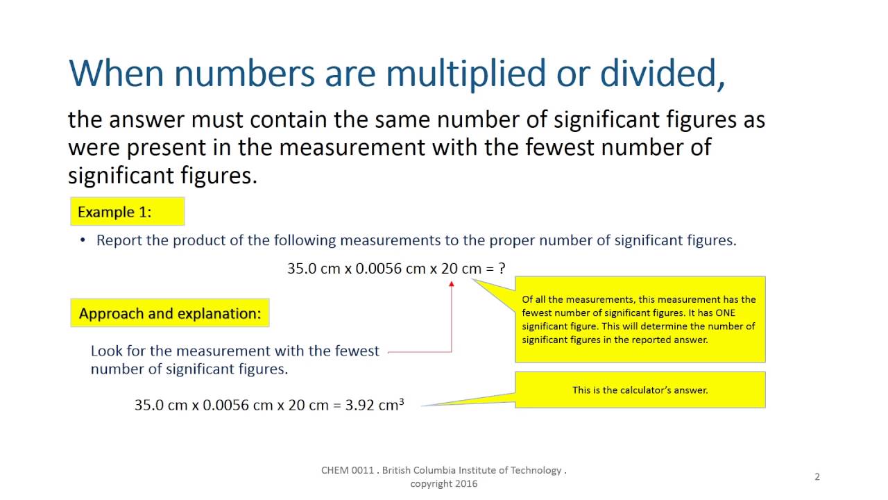 Significant Figures Multiplication And Division Rules Example 1 