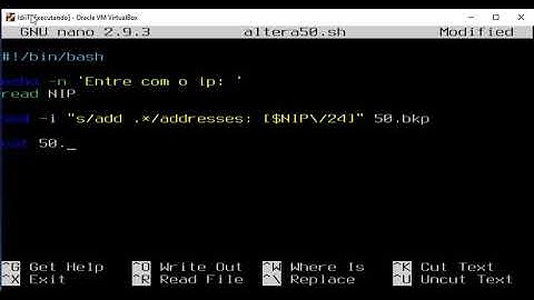 Programa em Shell script Linux com o sed e opção s de substituição.
