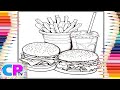 Burgers, French fries with a Drink/Mega Portion Fast Food/Creative Drawing/Coloring Process