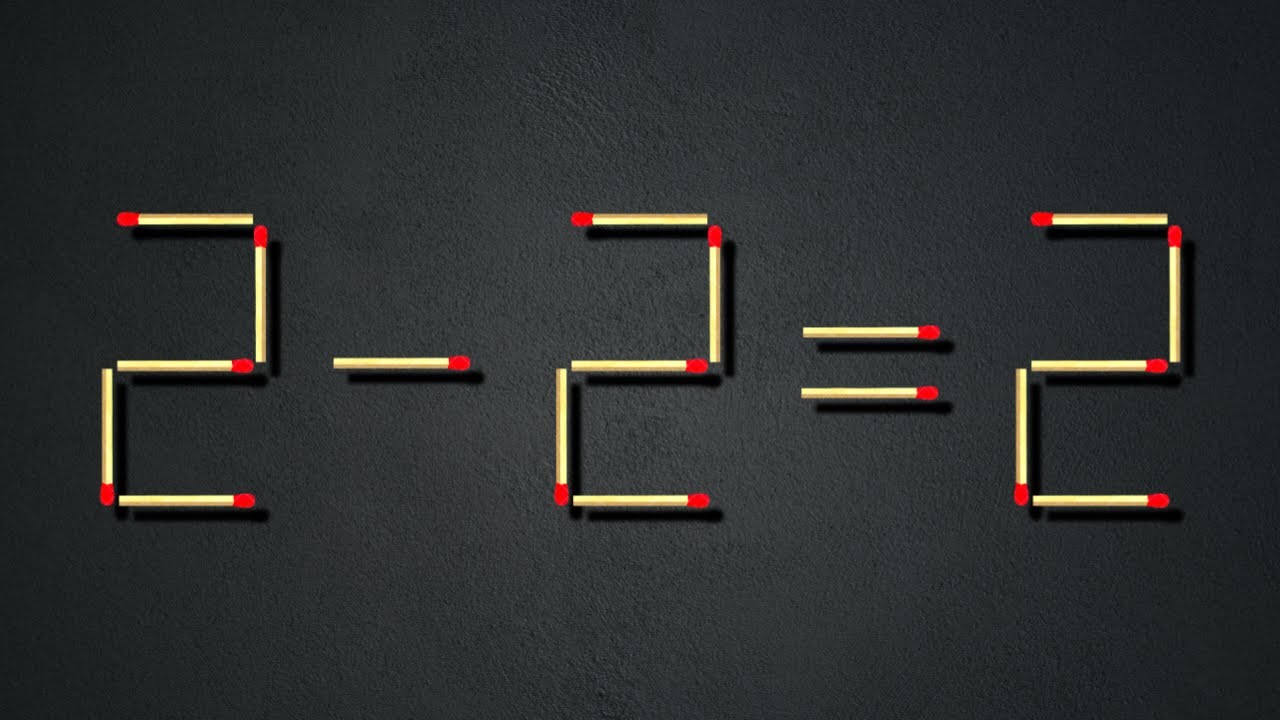 Turn the wrong equation into correct | Matchstick Puzzle 2-2=2