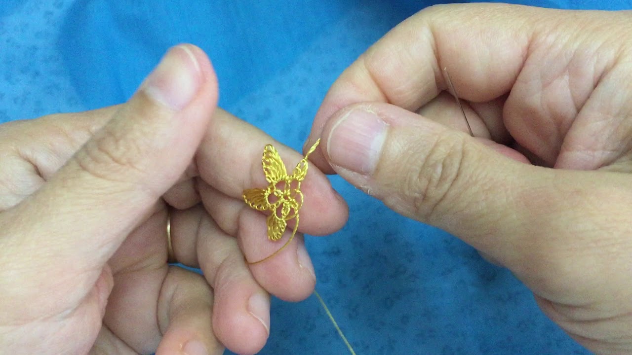 İğne Oyası erik çiçeğinin yapılışı