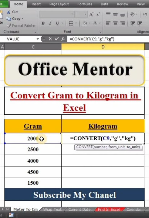 how-to-convert-gram-to-kilogram-numbers-excel-sorts-youtube