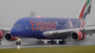 SLOW MOTION | Emirates A380 FULL REVERSE THRUST Spray Landing