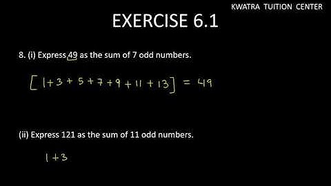 8  (i) Express 49 as the sum of 7 odd numbers|| Q8 Ex 6.1 Class 8 NCERT Solution