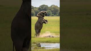 The fate of a crocodile that bit an elephant's trunk #animals