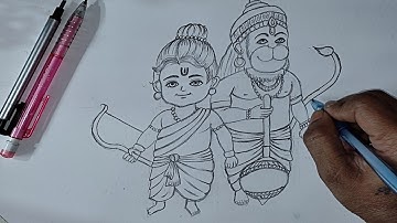 How To Draw Cute Ram Ji And Hanuman Ji Together ||Step By Step drawing Tutorial of ram and Hanuman