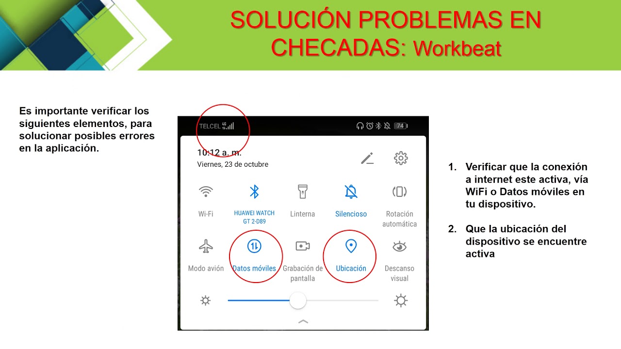 Registro y  resolución de Problemas de checada desde la APP Workbeat