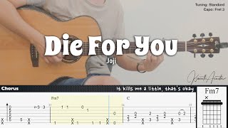 Die For You - Joji | Fingerstyle Guitar | TAB + Chords + Lyrics Kenneth Acoustic