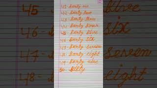 Number names with spelling  41 to 50 /cursive writing for beginners / #shortvideo #shortfeed