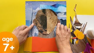 Collage portrait, part 1. How we cut or tear paper to create a face. Age 7+