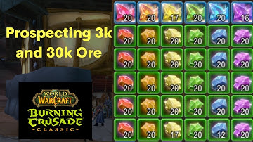 Prospecting results from 3,000 and 30,000 adamantite ore in TBC wow classic