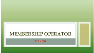 Membership Operator in Python/Practical Example /Class -XI