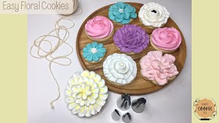 Easy royal icing flowers | 2-toned flower technique | daintycookieco