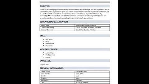 How to Make Simple & Easy CV in MS Word in Pashto How to Create Resume in MS Word