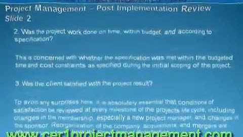 Project Management - Post Implementation Review