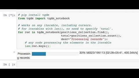 Jupyter / IPython progress bar visualization via tqdm