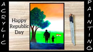 Easy Republic Day Painting/Acrylic Independence Day Painting/India Flag/Mahatma Gandhi Painting.